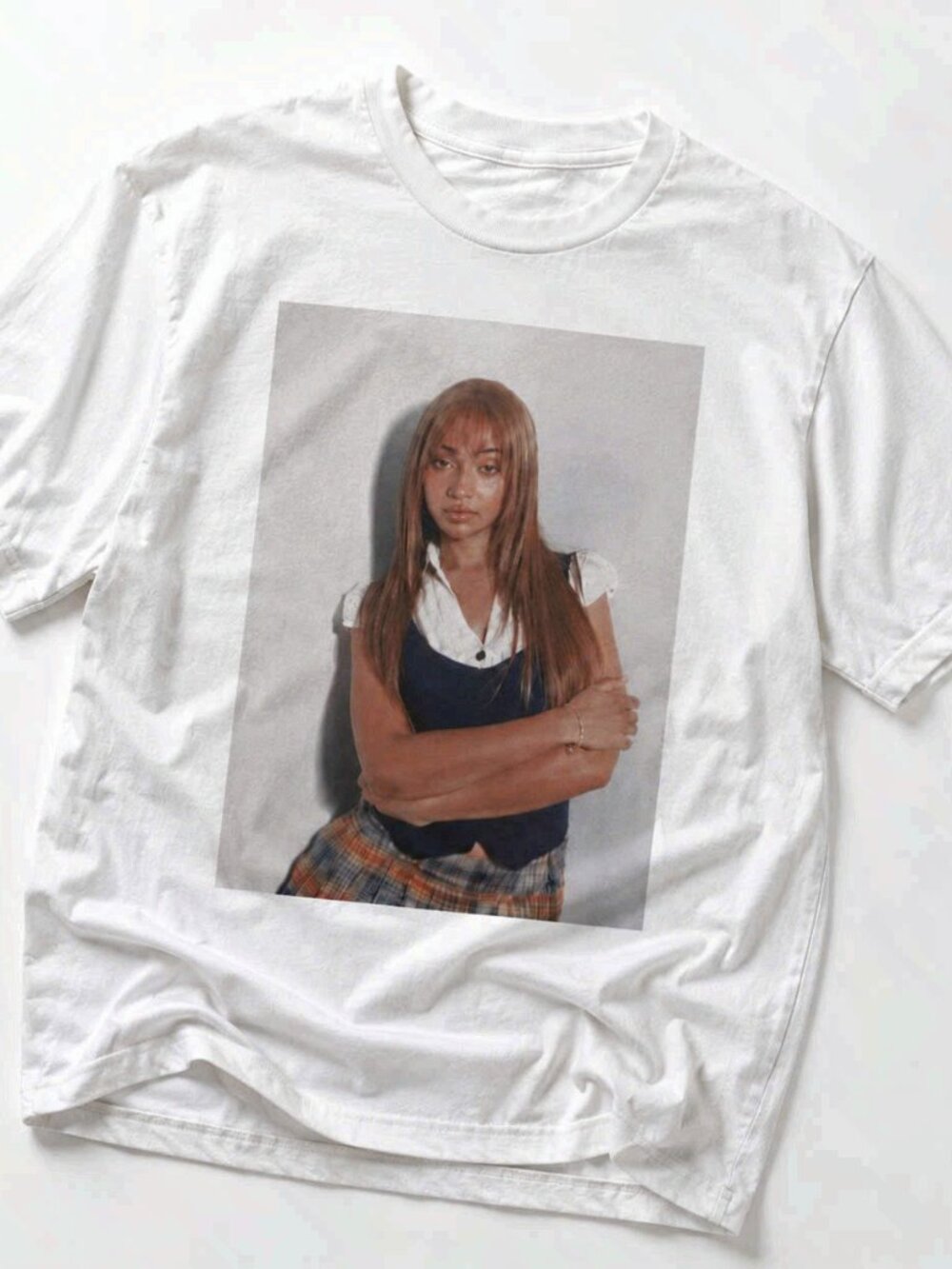 White Y2K Aesthetic Graphic Tee Blonde Girl Print Retro T-Shirt